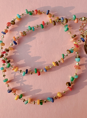 LAZYCIRCLES错落彩色贝壳项链