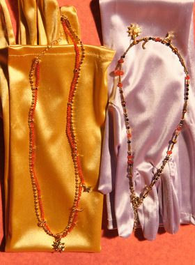 LAZY CIRCLES暖日流光项链红玛瑙串珠星星月亮吊坠锁骨链圣诞节