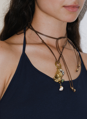 LAZY CIRCLES螺语项链女手工编绳海螺长款可调节吊坠链腰链两用