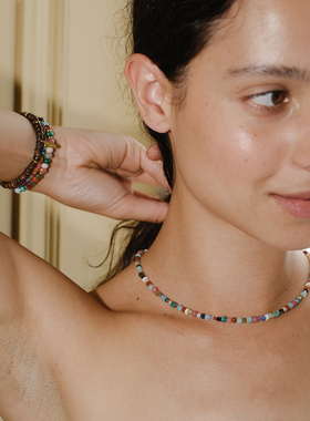 LAZY CIRCLES彩色海浪项链女元气满满多巴胺串珠锁骨链通勤百搭