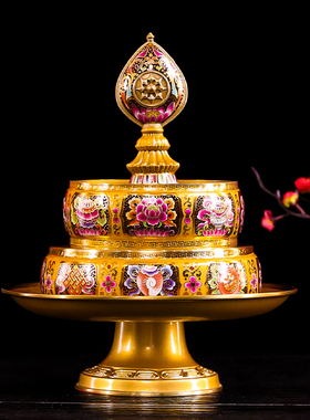 水晶曼扎盘供佛曼茶罗藏传密宗工艺品摆件家用客厅佛堂佛前供奉