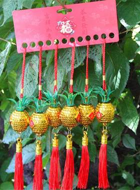春节喜庆小红灯笼鞭炮钱袋挂件