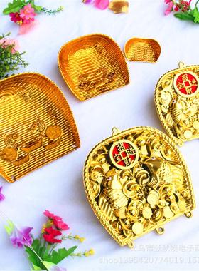 镀金塑料双层立体大簸箕中国结