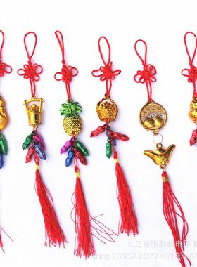 婚庆金色双鱼铜钱花生元宝摆件