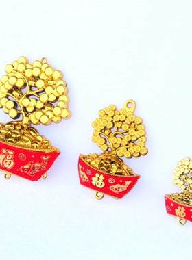 热销DIY结婚喜庆金色发财树贴布