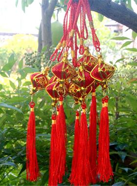 新年丝线红灯笼福袋植物挂件