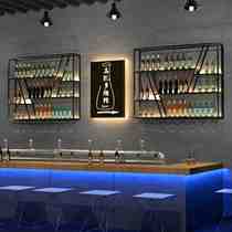 Bar bar bar bar Wine Rack Hung Dining Room Shelf Creative Wall-mounted Light Iron Art Red Wine Cabinet Wall Display