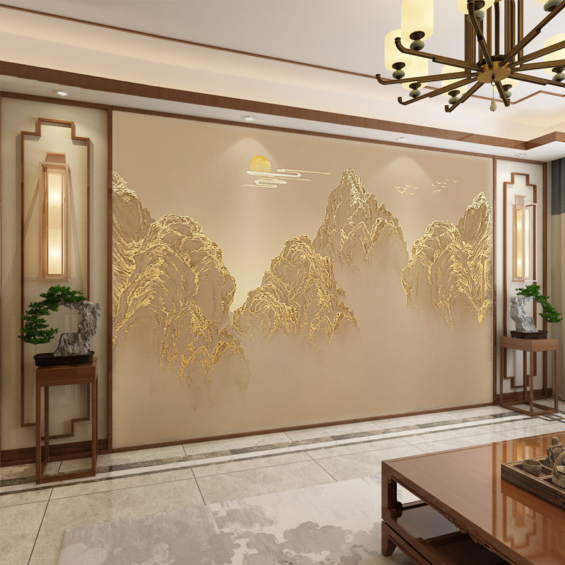 壁纸轻奢2025新中式山水壁布电视背景墙壁画客厅沙发墙布装饰墙纸,淘宝优惠券,粉丝福利购,淘宝优惠卷