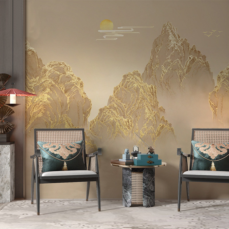 壁纸轻奢2025新中式山水壁布电视背景墙壁画客厅沙发墙布装饰墙纸,淘宝优惠券,粉丝福利购,淘宝优惠卷