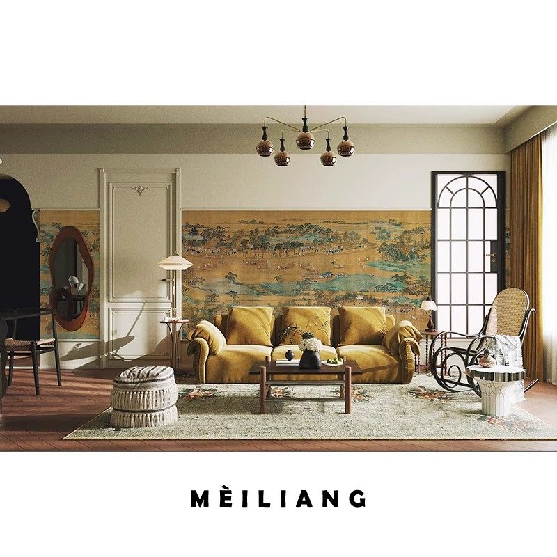 复古金箔壁纸中式古画背景墙中古风法式餐厅客厅沙发电视墙纸墙布,淘宝优惠券,粉丝福利购,淘宝优惠卷