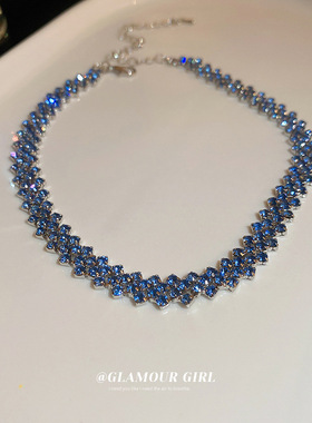 韩国冷淡风镶钻菱形项链个