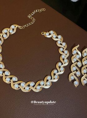 耳钉项链小众高级感首饰套装