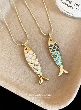 不锈钢滴油小鱼项链欧美礼物轻奢