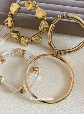 欧美礼物金属不规则几何手镯个性