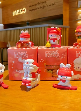 正版国潮喜庆力力兔子树脂摆件潮流车载摆饰创意家居桌面装饰批发