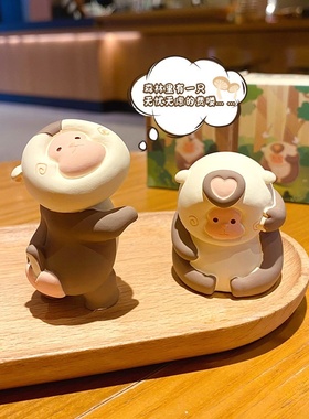 原创玩费喽可爱精致卡通车载摆件饰树脂猴子家居办公桌面装饰用品