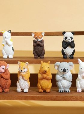 合掌佛系公仔可爱萌宠原创桌面