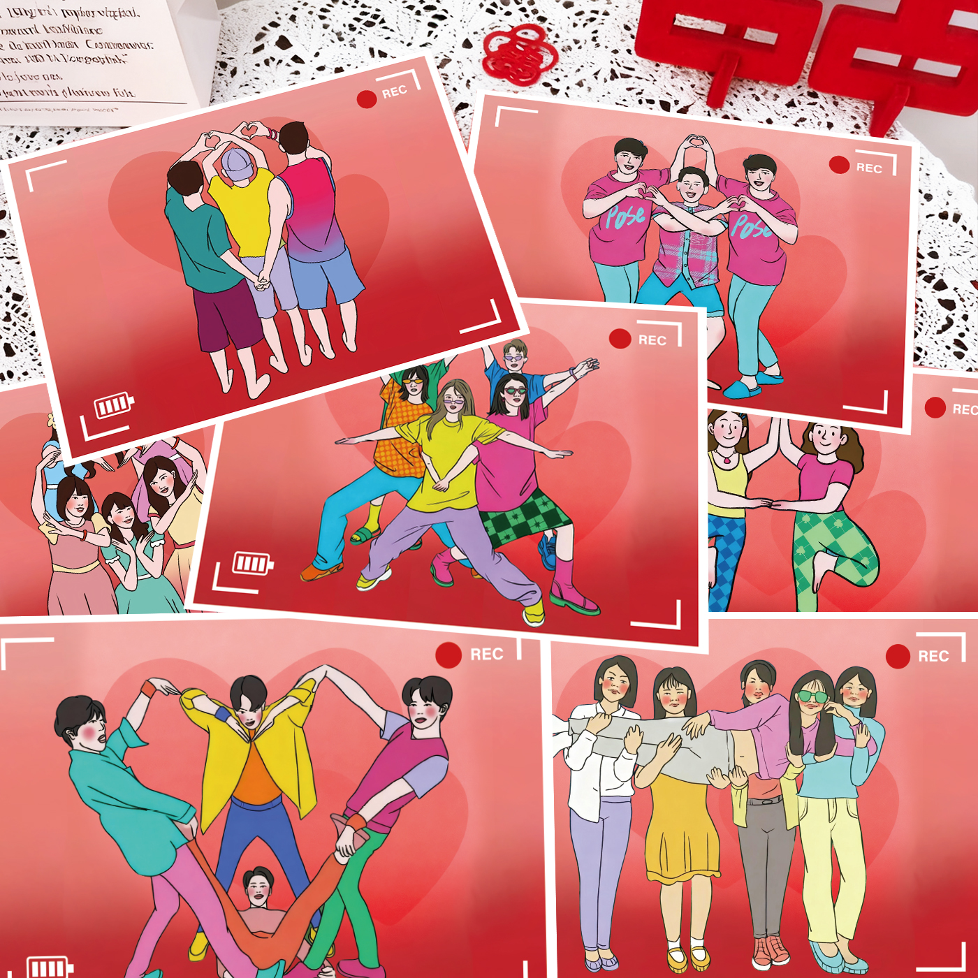 接亲游戏道具兄弟大合照搞笑拍照姿势结婚堵门整蛊伴郎游戏卡片 - 图0