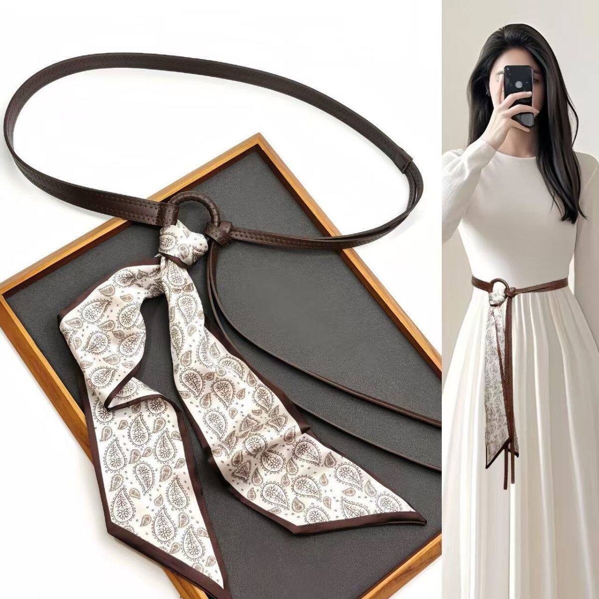 丝巾腰带丝带配饰腰链皮带嘻哈朋克复古美式装饰新款牛仔裤红色