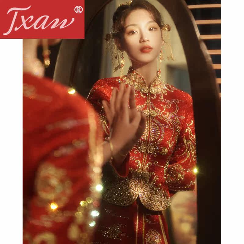 新款秀禾服中式结婚礼服秀和服婚纱 jxaw旗袍