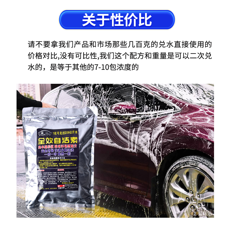 洗车店浓缩自洁素粉母料兑水20L免擦拭洗车液轮毂钢圈去污清洗剂 - 图1