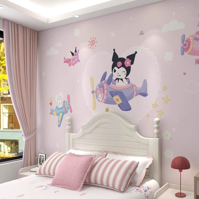 卡通库洛米壁纸立体女孩卧室布儿童房墙纸环保公主房间背景墙壁画,淘宝优惠券,粉丝福利购,淘宝优惠卷