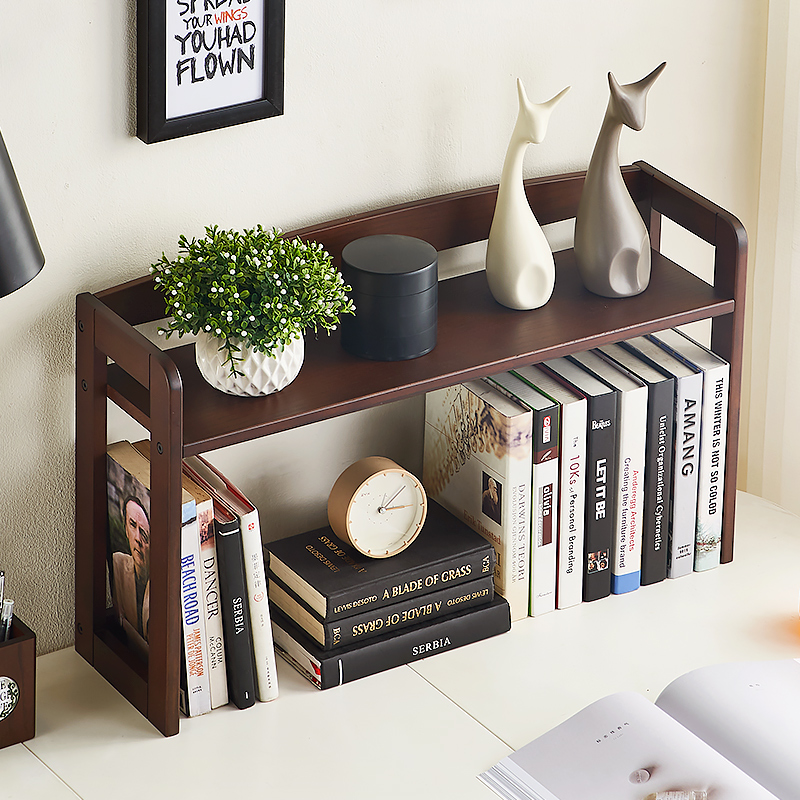 书架桌面置物架简约大气卧室办公室实木小型架子书桌收纳整理书柜 - 图2