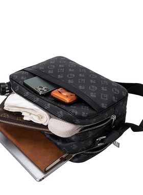 Vintage Men's Messenger Bags New Luxury Floral Print PU Lea