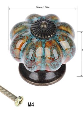 12Pcs Ceramic Door Knob Antique Pumpkin for Cabinets Cupboar