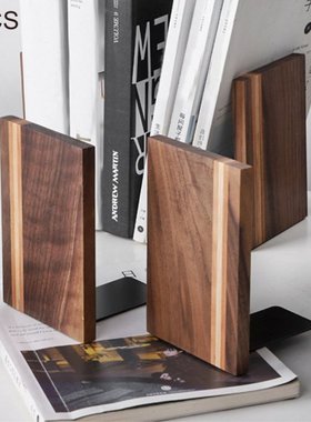 1pair Wood Bookend Non Skid Practical Desk Organizer Office