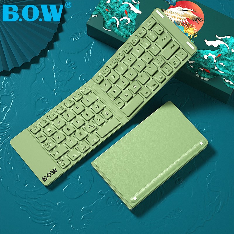 B.O.W  Mini Bluetooth Keyboard Foldable , Aluminum Metal Wi - 图1