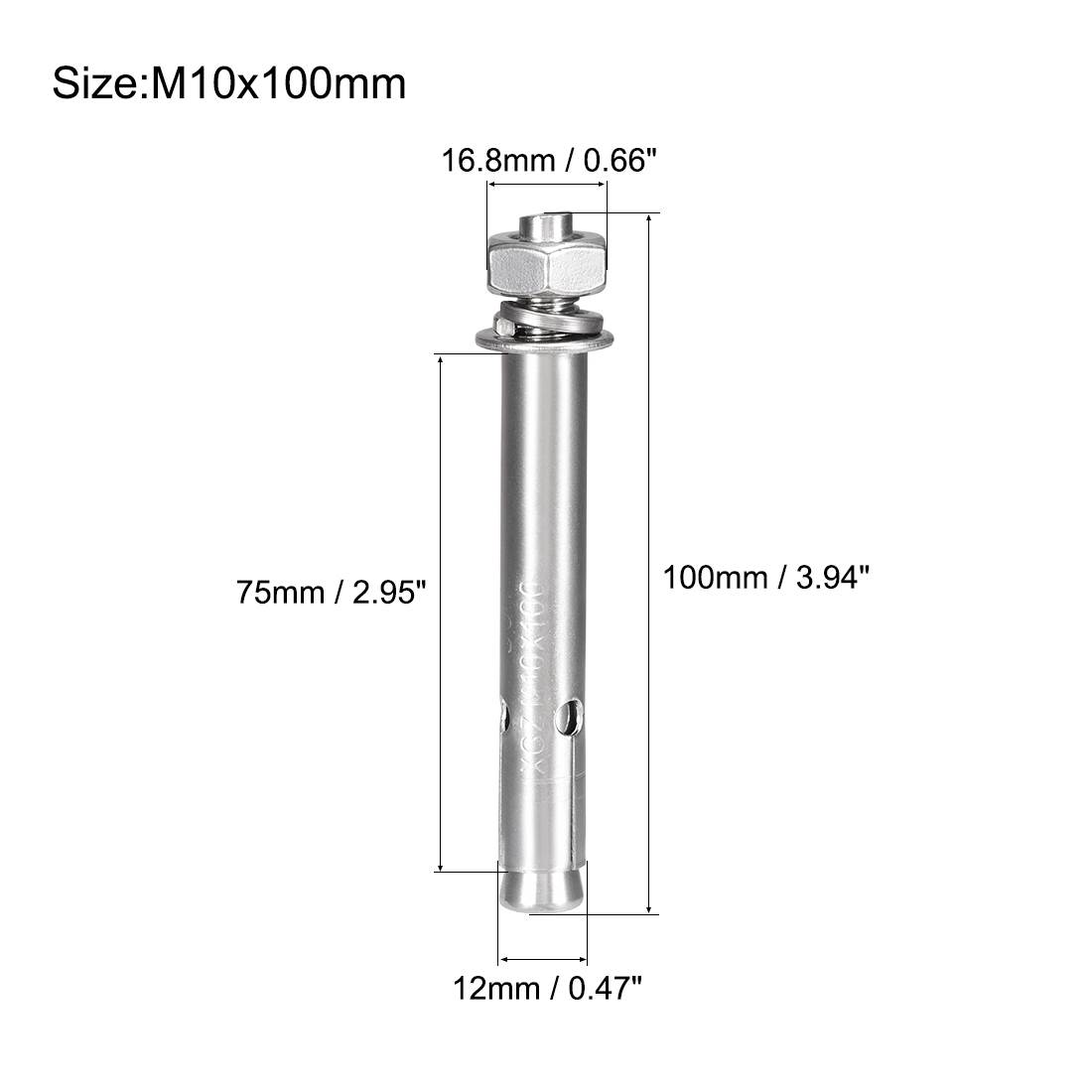 M10x100mm 304 Stainless Steel External Hex Expansion Bolt Sl - 图0