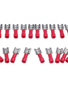 100Pcs 6.3mm Female Terminals Red Quick Spade Wire Connector