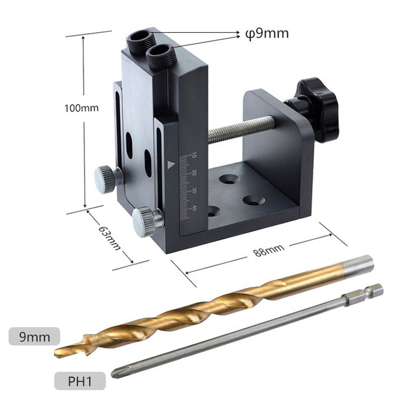 MD21 Aluminum Alloy Pocket Hole Jig Kit With 9mm Step Drill - 图0