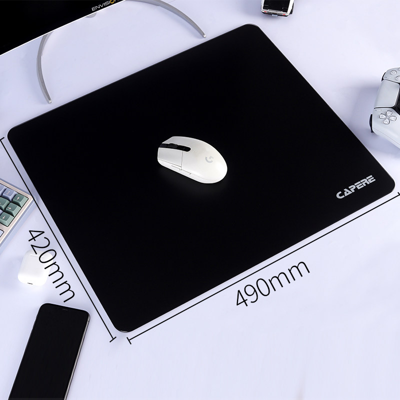 CAPERE(铠雷)防水全钢化光滑玻璃游戏鼠标垫加厚黑色电竞简约防滑