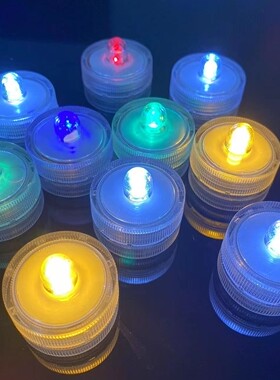 圆形led防水蜡烛灯七彩沉水蜡烛灯鱼缸灯水族馆潜水灯积木盒道具