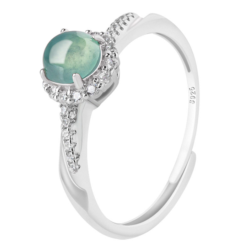 Cuiyingfu blue water ring S925 silver set
