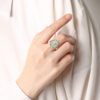 Natural A-grade jade blue water fox ring