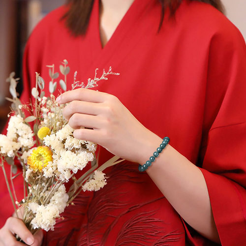 翠莹福正品天然A货翡翠蓝水手串圆珠冰种玉石男士手链女款SL121 - 图2