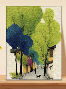 森林小路风景油画数字油画diy填色治愈系客厅卧室丙烯画挂画简单