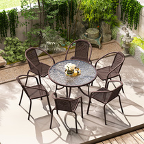 Outdoor Table And Chairs Patio Iron Art Open-air Outdoor Rattan THREE SETS GARDEN WATERPROOF TEA BALCONY CASUAL TABLE AND CHAIRS COMBINATION