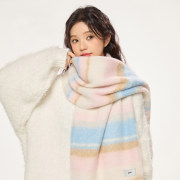 erke鸿星尔克SQ000002610 秋冬奶咖条纹围巾