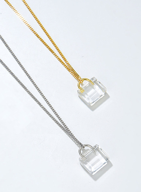 白水晶锁S925银项链女小众设计