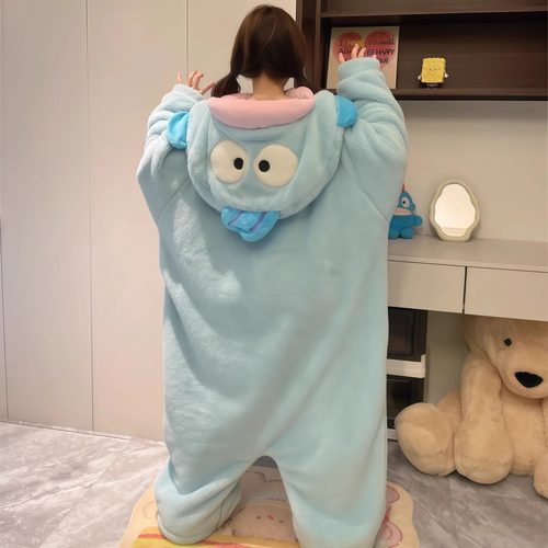小丑鱼连体睡衣女珊瑚绒卡通沙雕搞怪冬季加厚保暖大码睡袍家居服 - 图0