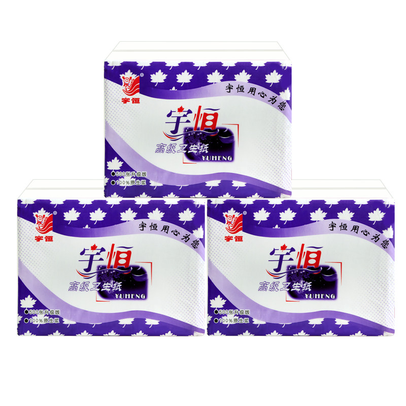 宇恒高级卫生纸家用实惠装500张*3包平板刀切纸草纸厕纸厂家直销_虎窝淘