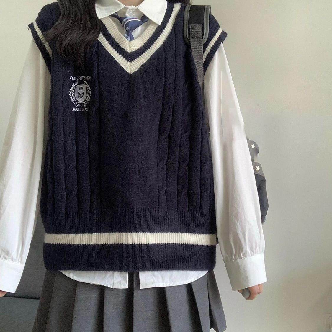 胖薯大码套装春秋学院风条纹针织毛衣马甲搭配衬衣百褶裙三件套,淘宝优惠券,粉丝福利购,淘宝优惠卷