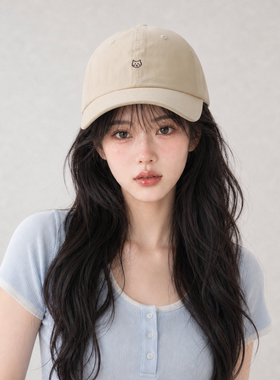 小猫刺绣棒球帽女大头围显脸小