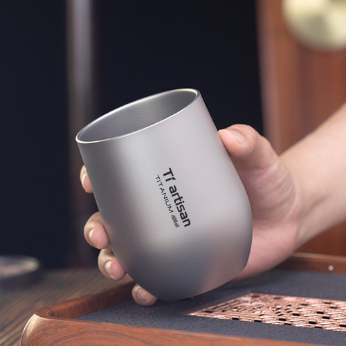 钛工匠纯钛水杯户外露营双层防烫咖啡杯钛合金功夫茶杯主人杯钛杯 - 图1