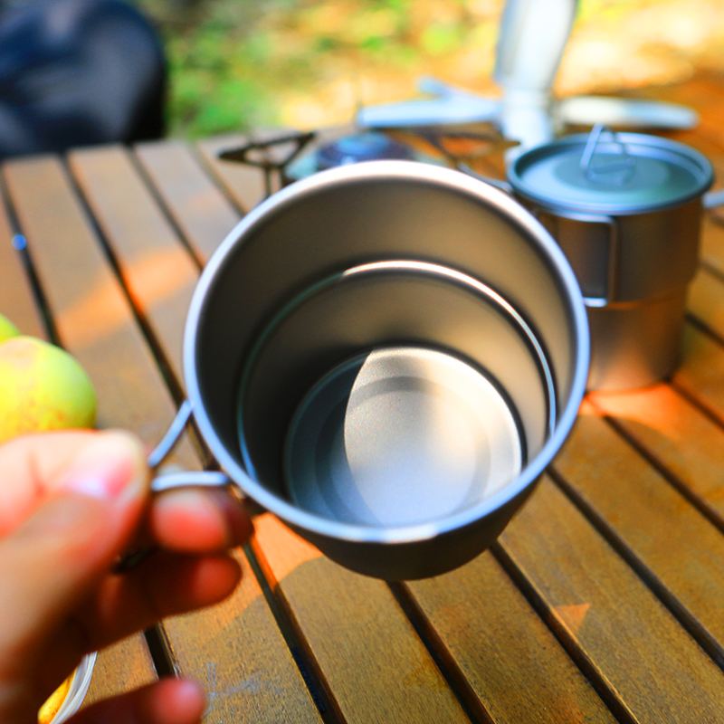 钛工匠户外纯钛钛杯折叠水杯露营便携式茶杯咖啡杯钛合金马克杯子 - 图0