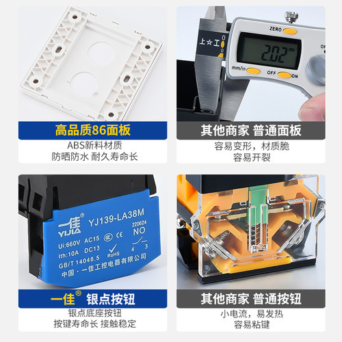 按钮开关控制面板盒墙壁暗装电梯风机启停加厚塑料户外防水款86型 - 图0